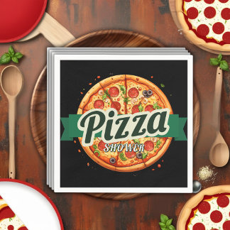 Modern Pizza Party Baby Shower Napkin