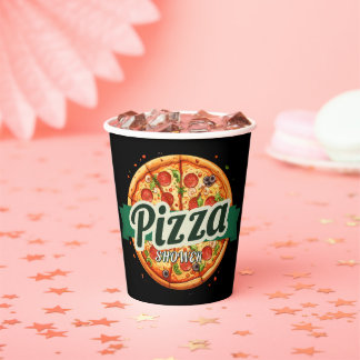 Modern Pizza Party Baby Shower Paper Cups