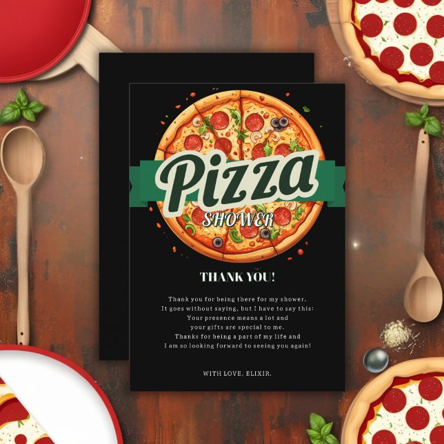 Modern Pizza Party Baby Shower Thank You Card (Creator Uploaded)