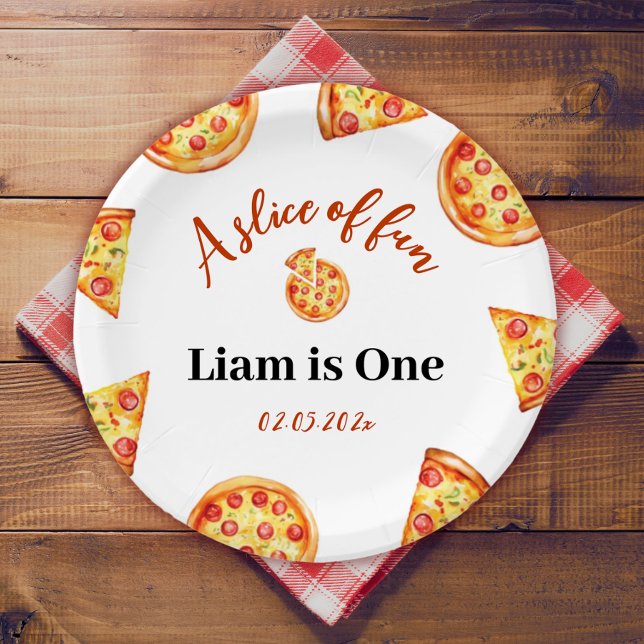 Modern Pizza Party Birthday Paper Plate (Creator Uploaded)