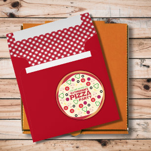 Modern Pizza Party Kids Birthday  Classic Round Sticker
