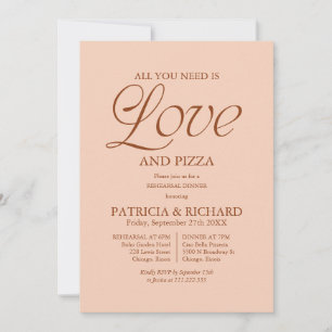 Modern Pizza Wedding Rehearsal Soft Peach Invitation