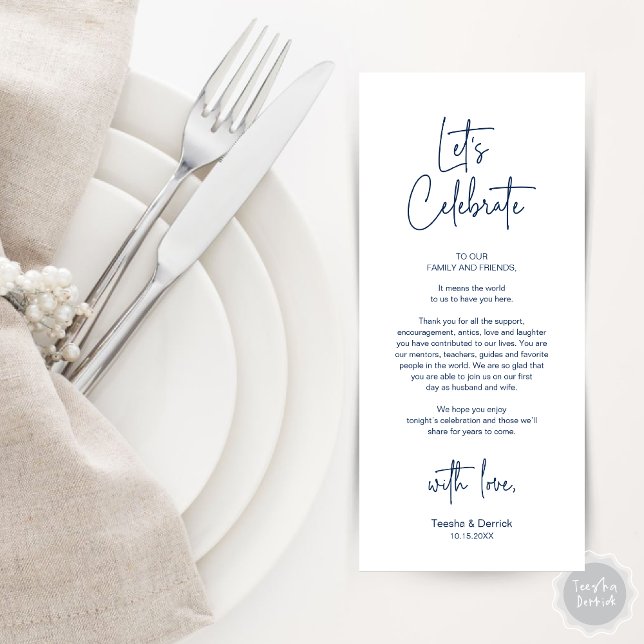 Modern Place Setting Dinner Party Thank You Card (Modern Wedding Place Setting Dinner Party Thank You Card in Navy Blue)