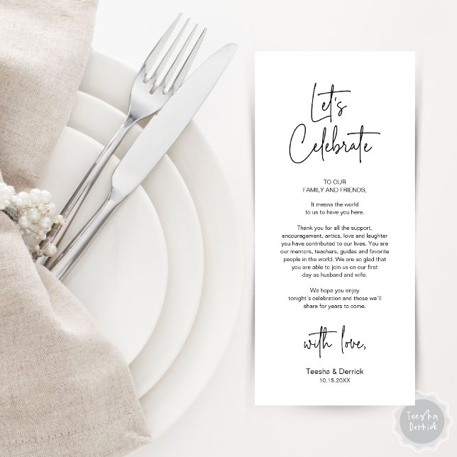 Modern Place Setting Dinner Party Thank You Card (Modern Wedding Place Setting Dinner Party Thank You Card in Black and White)