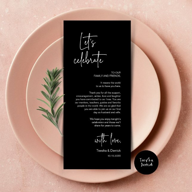 Modern Place Setting Dinner Party Thank You Card (Modern Wedding Dinner Place Setting Dinner Party Thank You Card, in Classy Black)