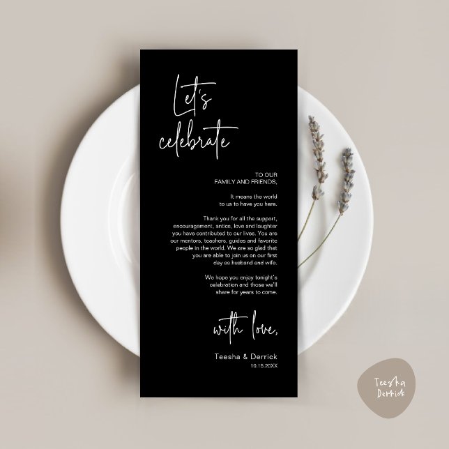 Modern Place Setting Dinner Party Thank You Card (Modern Place Setting Dinner Party Thank You Card, Classy Contemporary, simple minimalist  Black)