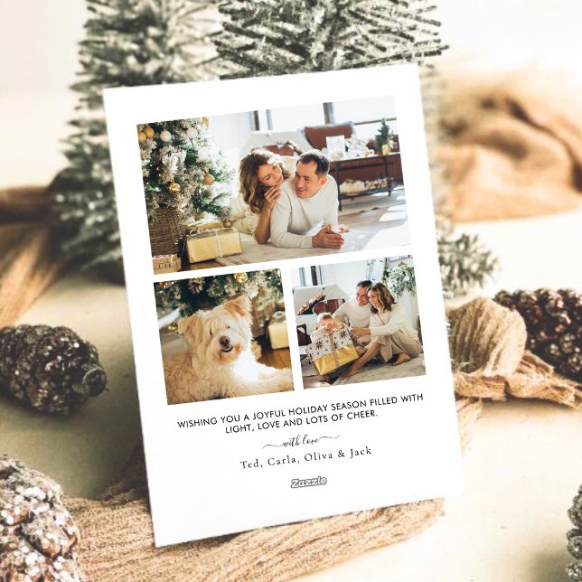 Modern Plaid 4 Photo Christmas  Holiday Card (Creator Uploaded)