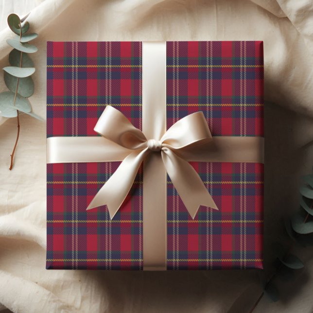 Modern Plaid Christmas Gift  Wrapping Paper Sheet (Rustic red tartan plaid Christmas holiday gift wrap.
)