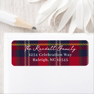 Modern Plaid Christmas Holiday Card Return Address