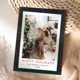 Modern Plaid Christmas Holiday Card Tartan