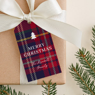Modern Plaid Christmas Tree  Gift Tags