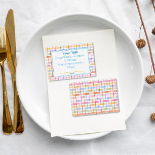 Modern Plaid Colorful Rainbow Diaper Raffle  Enclosure Card