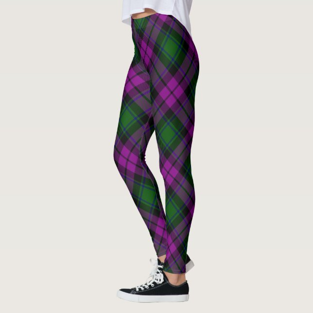 Modern Plaid Fuchsia Purple & Green Leggings (Left)