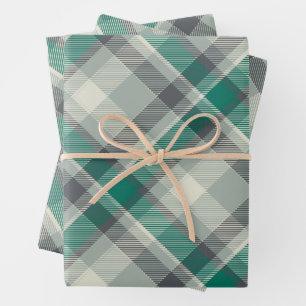Modern Plaid Gingham Merry Christmas Holiday Wrapping Paper Sheet