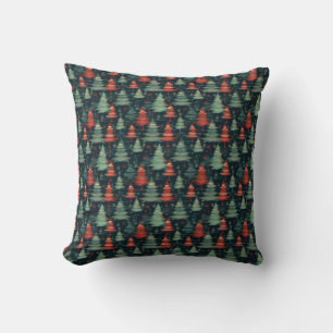 Modern Plaid Holiday christmas trees Cushion