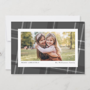 Modern plaid horizontal photo holiday card