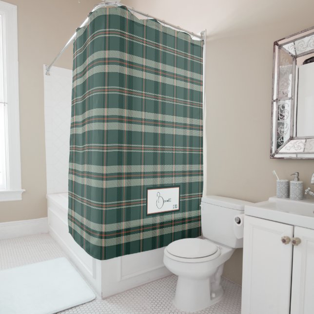Modern Plaid Juniper Shower Curtain (In Situ)