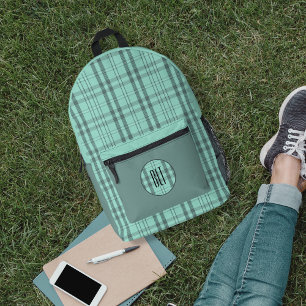 Modern Plaid Ocean Teal Printed Backpack