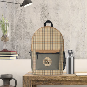 Modern Plaid Parchment Printed Backpack