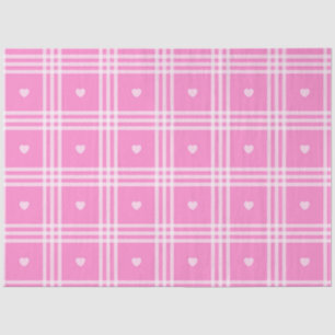 Modern Plaid Pink Heart Collection Tissue Paper