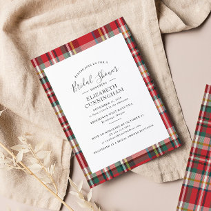 Modern Plaid Script Bridal Shower Invitation