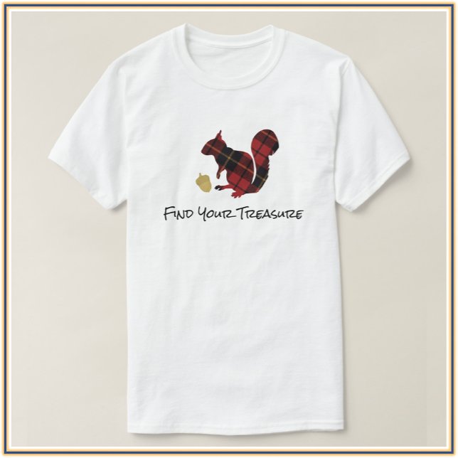 Modern Plaid Texture Squirrel and Acorn T-Shirt (Creator Uploaded)