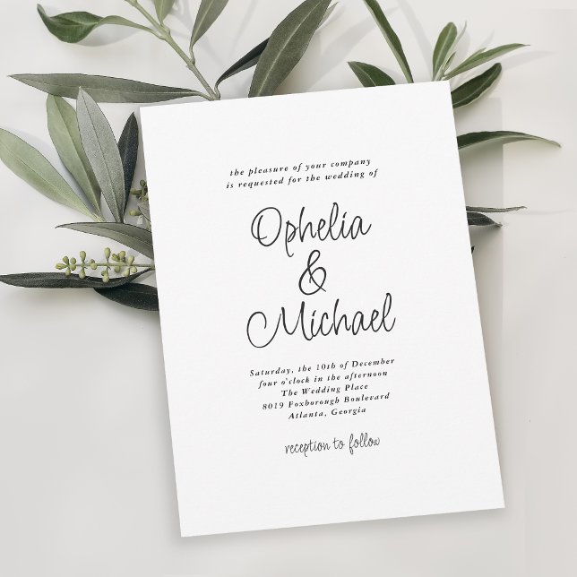 Modern Plain and Simple Casual Wedding Invitation (Modern, simple, casual wedding invitation may be ordered in printed and digital download formats.)
