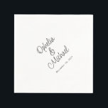Modern Plain and Simple Casual Wedding Napkin<br><div class="desc">Project a sense of modern simplicity with this stylish simple wedding or engagement napkin. The bride and groom's names are featured in a casual modern calligraphy script paired with a simple italicised type face displaying their wedding date. The result is a tasteful minimalist look with modern flair.</div>
