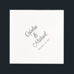 Modern Plain and Simple Casual Wedding Napkin<br><div class="desc">Project a sense of modern simplicity with this stylish simple wedding or engagement napkin. The bride and groom's names are featured in a casual modern calligraphy script paired with a simple italicised type face displaying their wedding date. The result is a tasteful minimalist look with modern flair.</div>