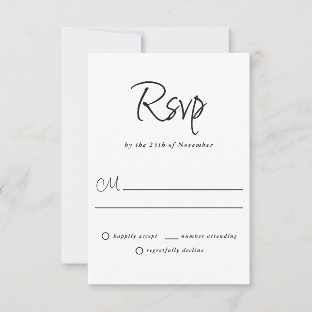 Modern Plain and Simple Casual Wedding RSVP Card (Front)