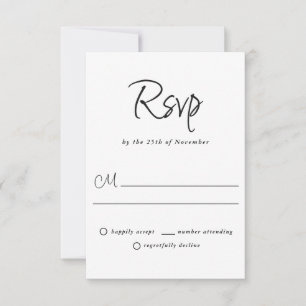 Modern Plain and Simple Casual Wedding RSVP Card