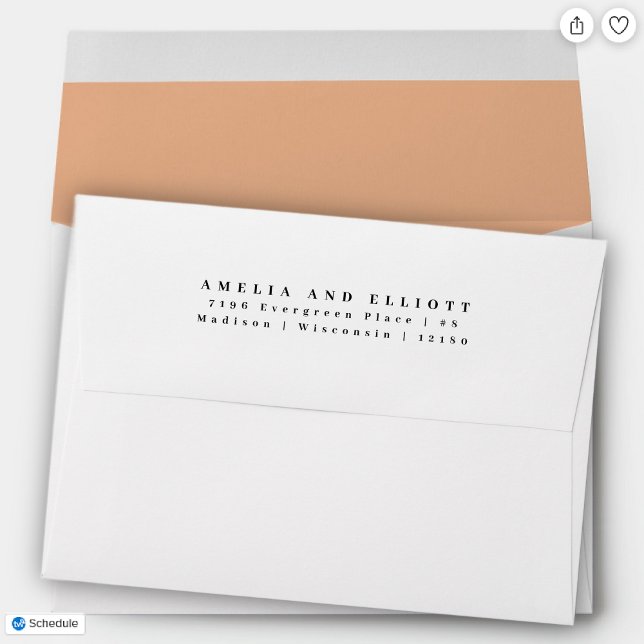 Modern Plain Apricot Return Address 5x7 Back Flap Envelope (Creator Uploaded)