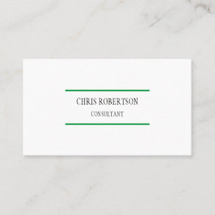 Modern Plain Attractive Green White Minimalist Business Card