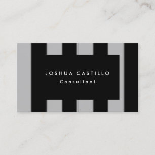 Modern Plain Black Grey Striped Professional Business Card