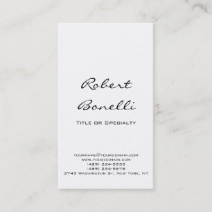 Modern Plain Black White Calligraphy Business Card