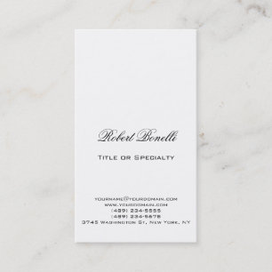 Modern Plain Black White Calligraphy Business Card