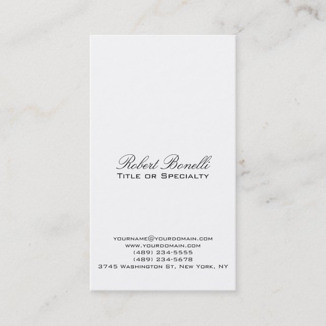 Modern Plain Black White Calligraphy Business Card (Front)