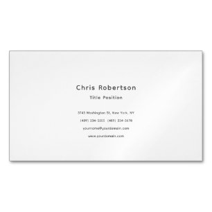 Modern Plain Black White Custom Editable Chic Magnetic Business Card