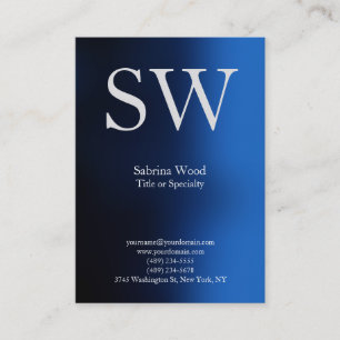 Modern plain blue professional monogram business card