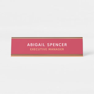 Modern Plain Classy Professional Cardinal Red Desk Name Plate