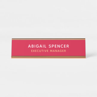 Modern Plain Classy Professional Cherry Red Desk Name Plate