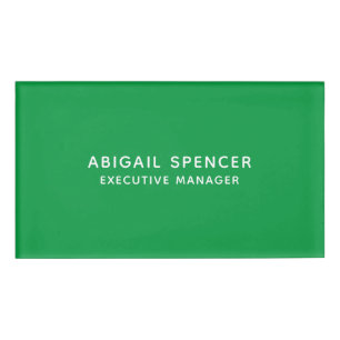 Modern Plain Classy Professional Kelly Green Name Tag
