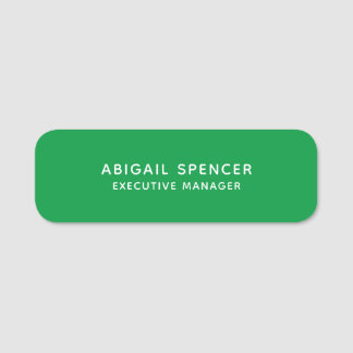 Modern Plain Classy Professional Kelly Green Name Tag