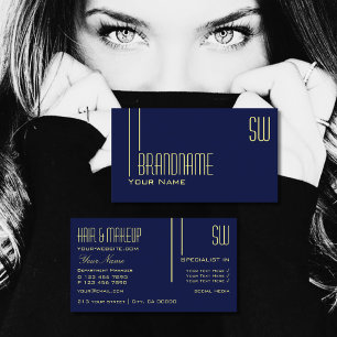 Modern Plain Dark Blue with Initials Professional Business Card