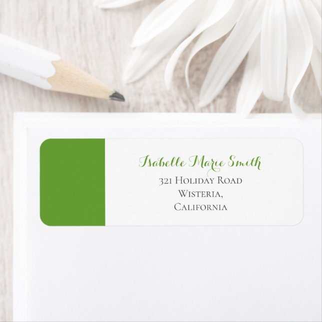 Modern Plain Green & White Wedding Return Address  (Insitu)