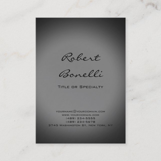 Modern Plain Grey Calligraphy Business Card (Front)