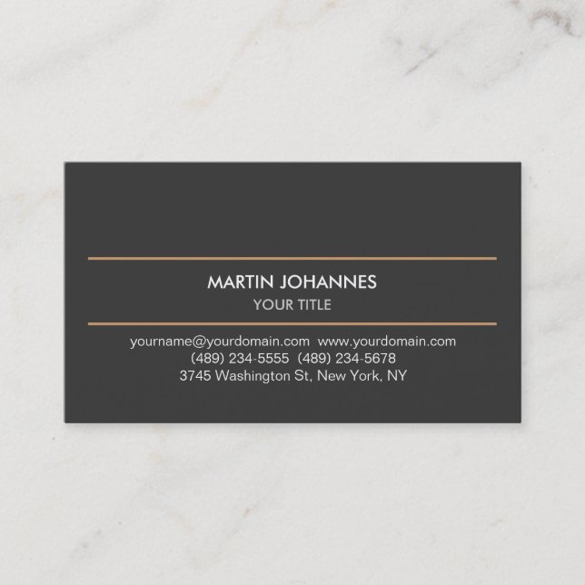 Modern Plain Grey Professional Business Card (Front)