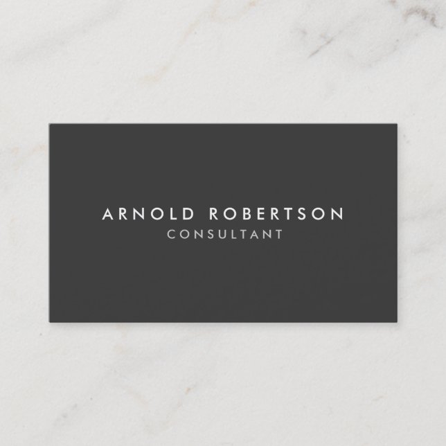 Modern Plain Grey Professional Business Card (Front)