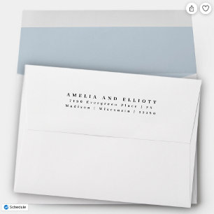 Modern Plain Light Blue Return Address 5x7 Envelope