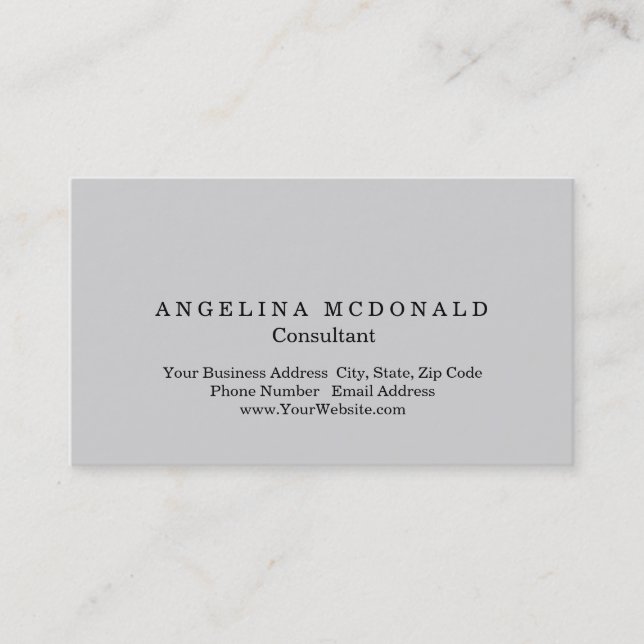 Modern Plain Light Grey Minimalist Consultant Business Card (Front)